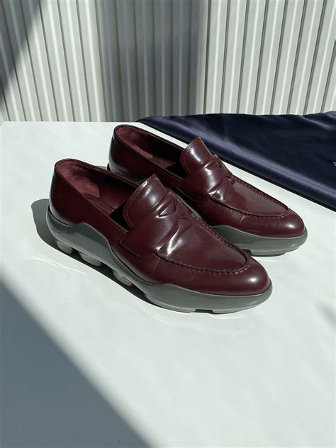 prada leather penny loafer images|Prada platform loafer.